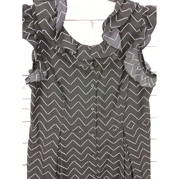 Who What Wear Black & White Chevron Ruffled Maxi Dress XL - Picture 8 of 8